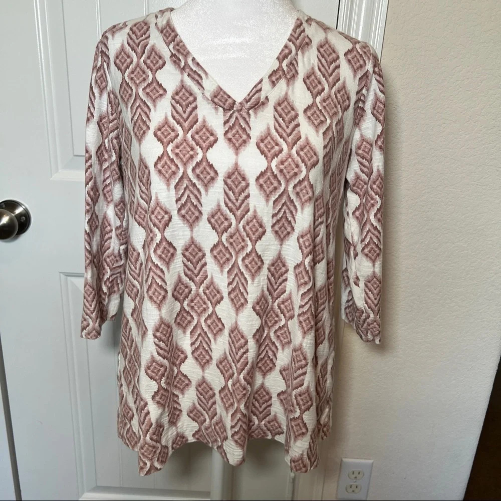 J. Jill Movha Geometric Printed Vneck Shirt, S